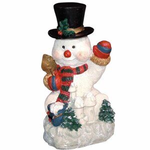 Resin Snowman Figure Christmas Decor 9"